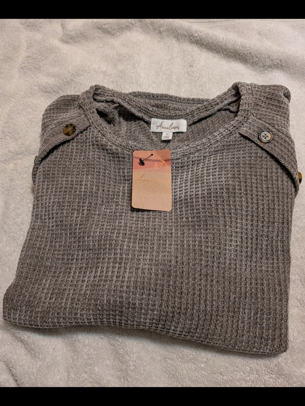 Anneliese Gray Waffle Knit Sweater